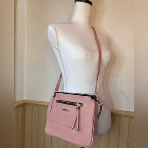 Pink London Fog Crossbody Bag with Adjustable Strap and Minimalist Design NWOT